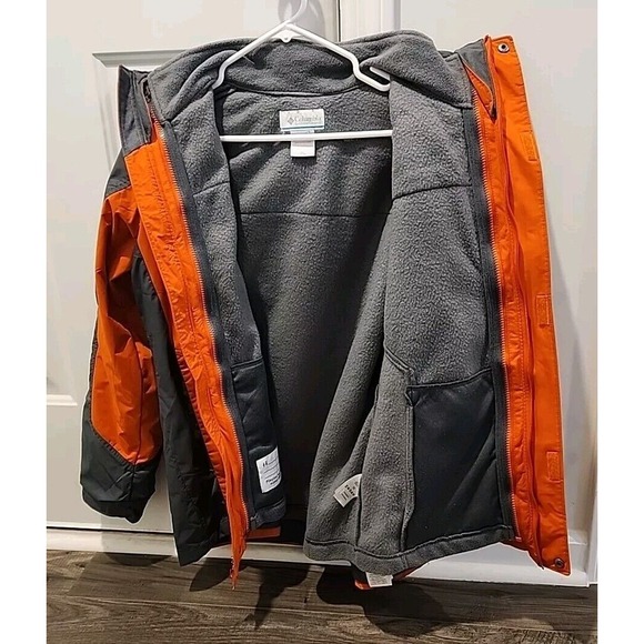 COLUMBIA Youth 18/20 Deep Orange Vivid Orange Gray Colorblock Interchange Jacket - Picture 10 of 11